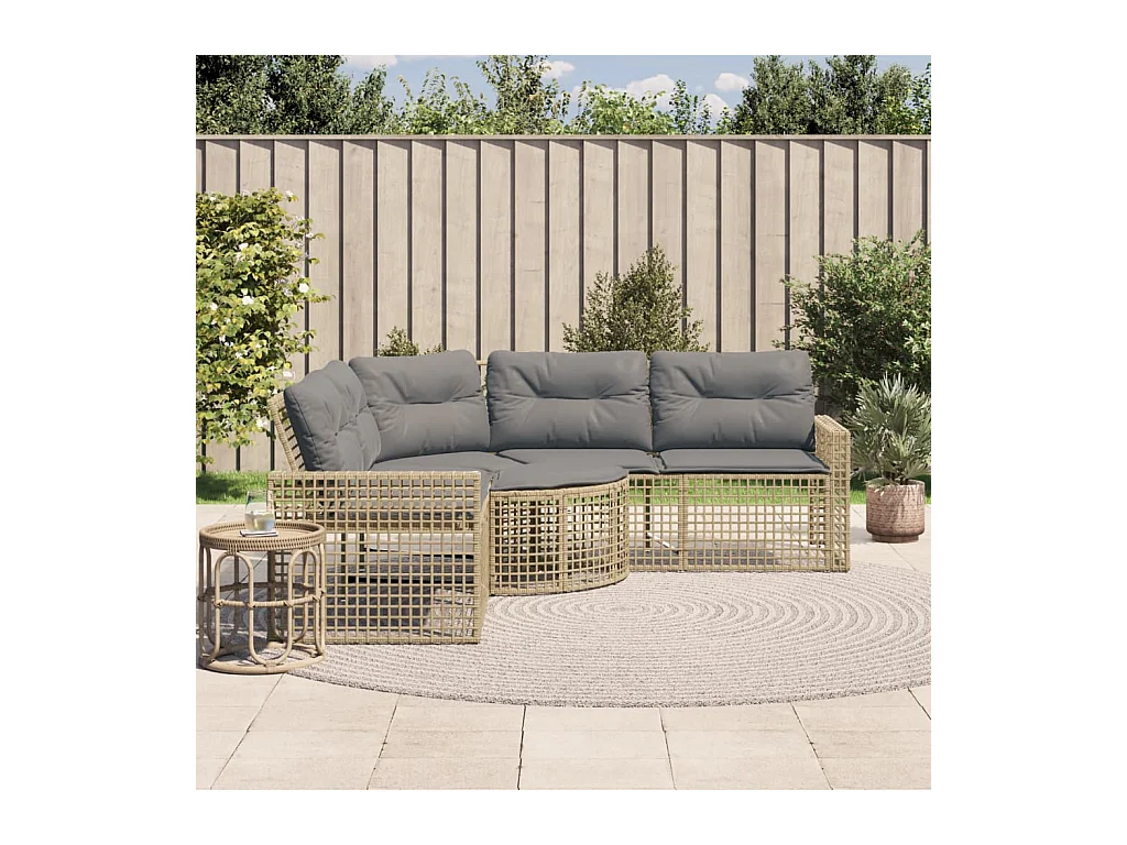 Canapé de jardin et coussins et repose-pied en forme de L rotin