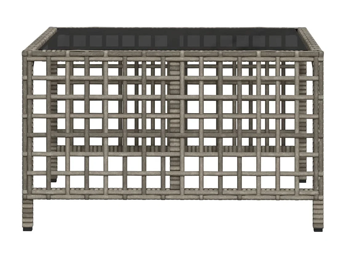 Hoektuinmeubel met 3 grijze geweven harskussens
