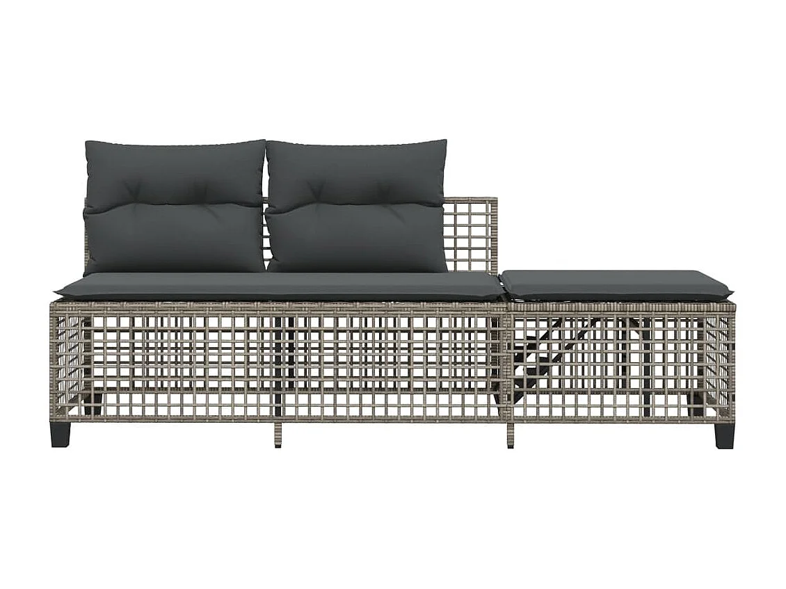 Salon de jardin d'angle avec coussins 3 pcs gris résine tressée