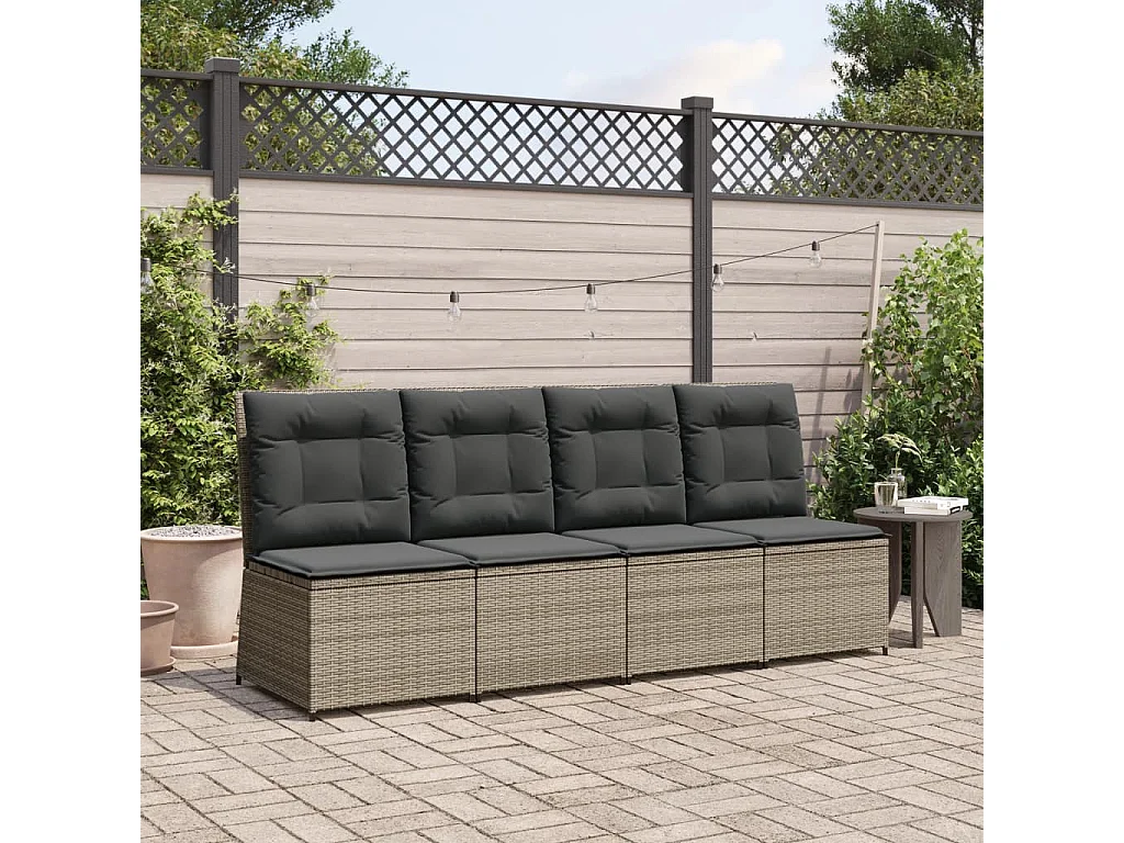 Liegendes Gartensofa mit grauen geflochtenen Harzkissen