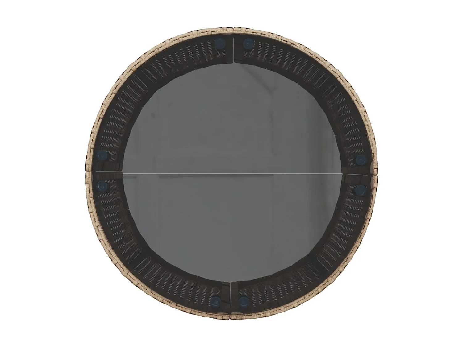 Canapé de jardin avec table coussins rond beige résine tressée