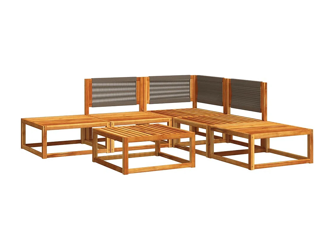 Mobile da giardino con cuscini 6 pezzi in legno massello di acacia