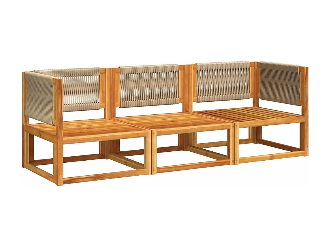 Salon de jardin avec coussins 3 pcs bois massif d'acacia