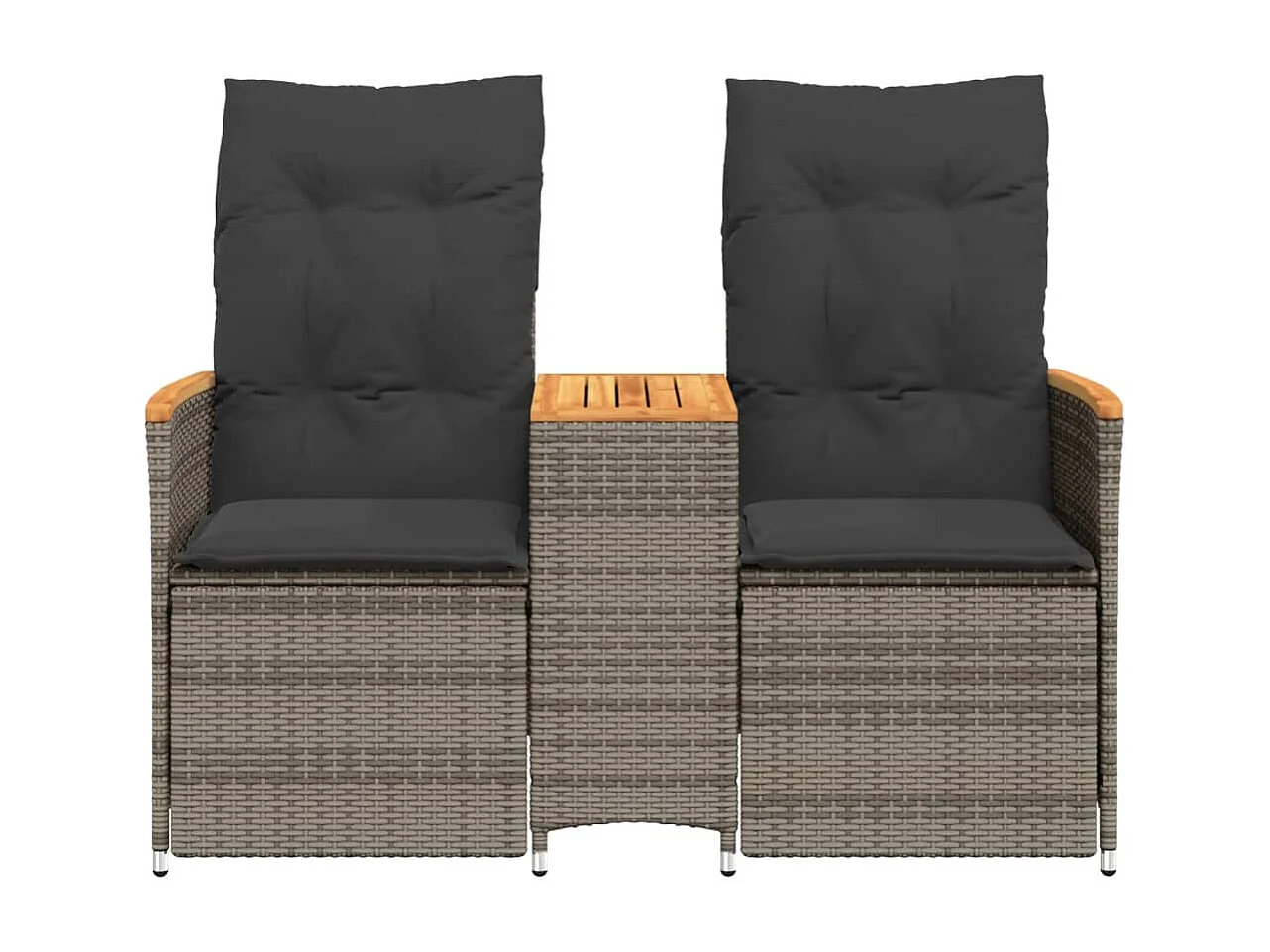 2-Sitzer-Gartensofa mit grauem Polyrattantisch