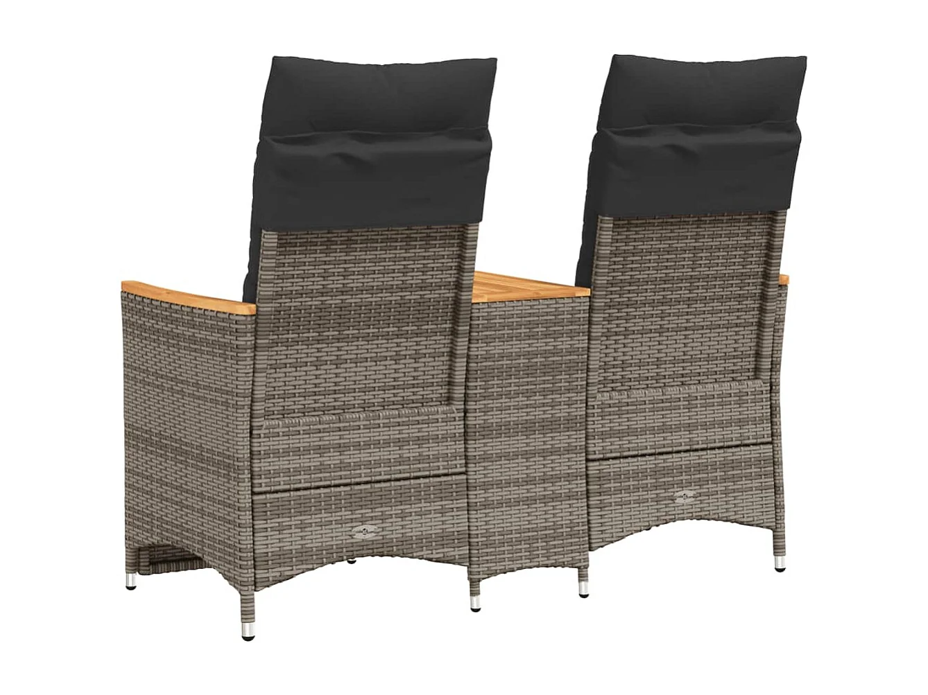 2-Sitzer-Gartensofa mit grauem Polyrattantisch