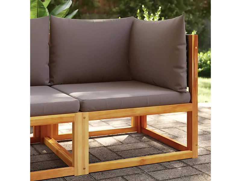 Garten-Ecksofa mit Kissen aus massivem Akazienholz