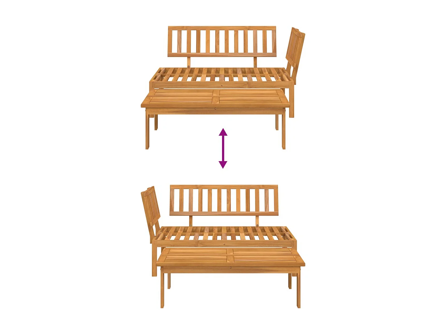 Salon de jardin palette 2 pcs bois massif d'acacia