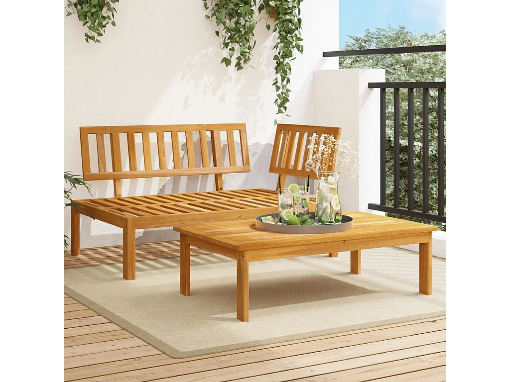 Salon de jardin palette 2 pcs bois massif d'acacia