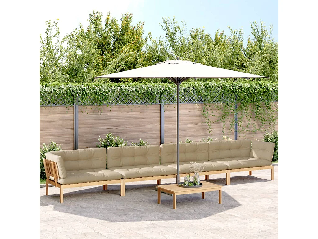 Sala de paletes de jardim com almofadas 5 peças de madeira de acácia maciça