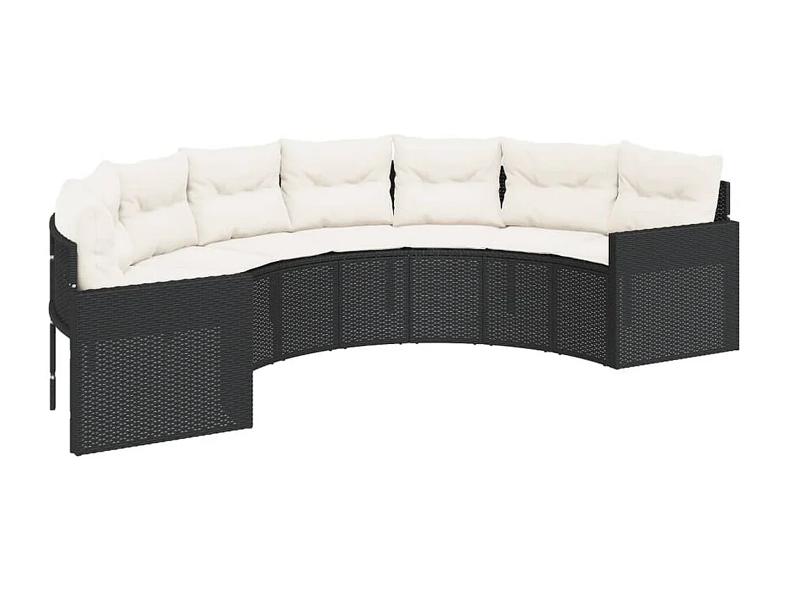 Mobili da giardino 2 pezzi semicircolari in resina intrecciata nera