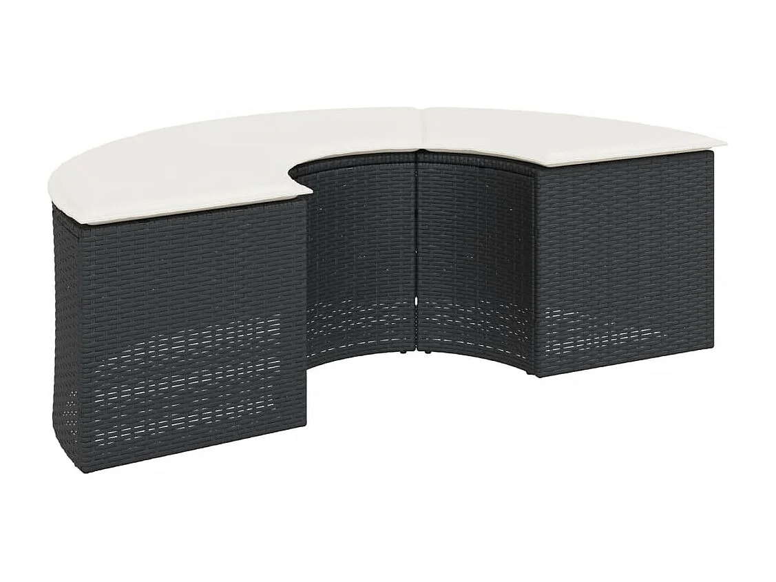 Salon de jardin 2 pcs demi-rond noir résine tressée