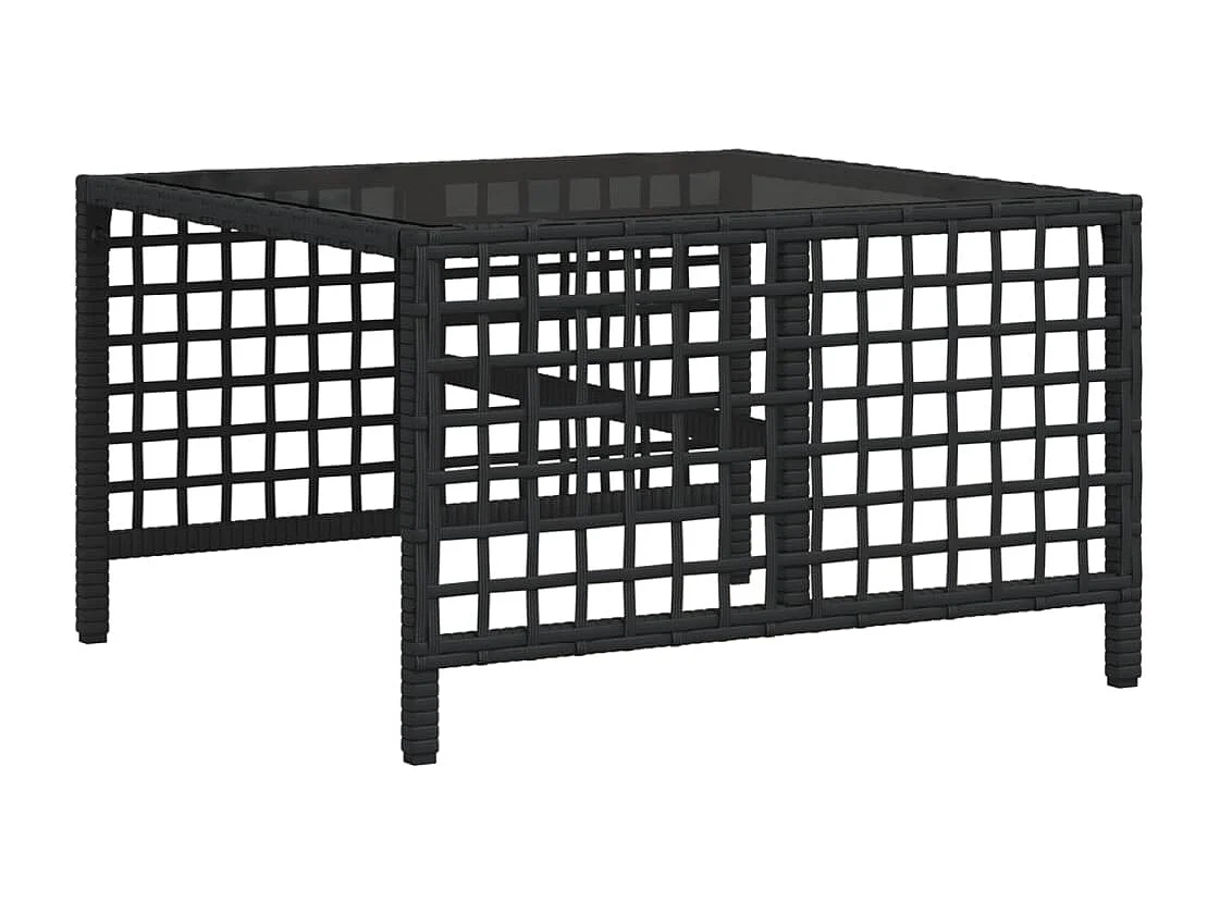 Salon de jardin d'angle 3 pcs avec coussins noir résine tressée