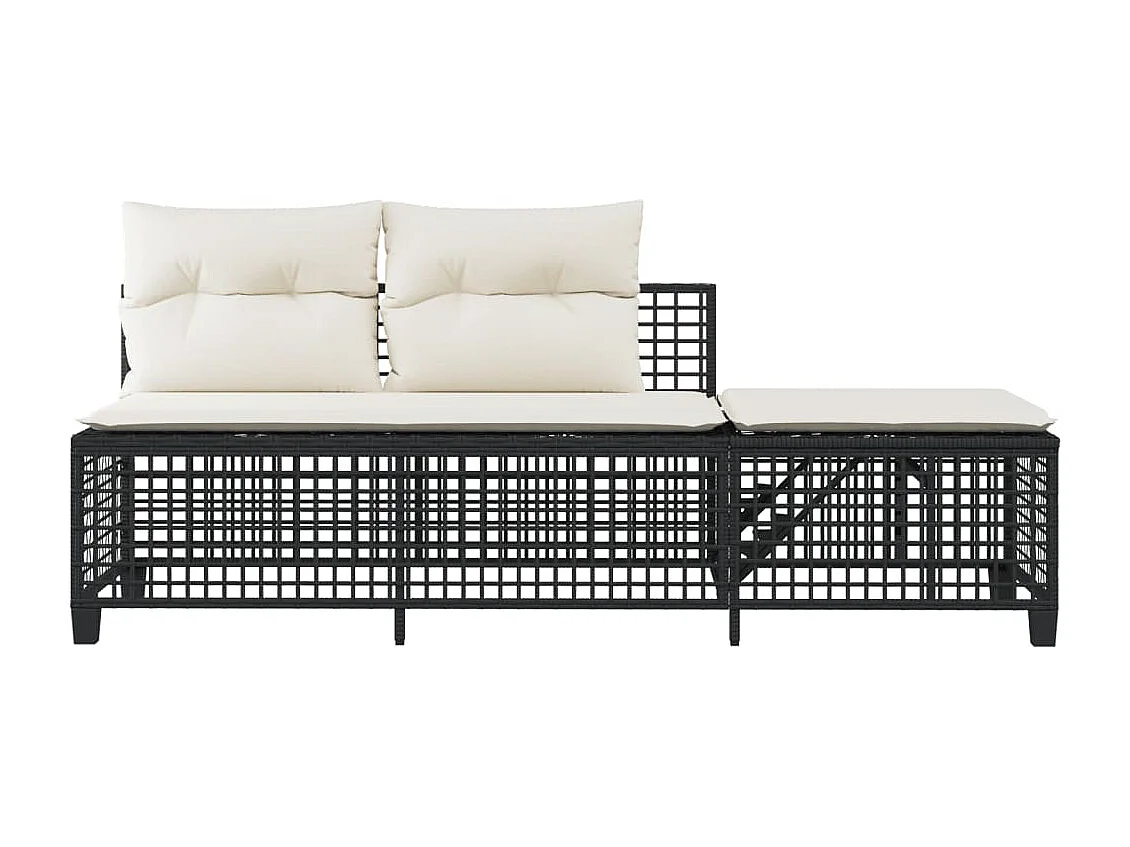 Salon de jardin d'angle 3 pcs avec coussins noir résine tressée