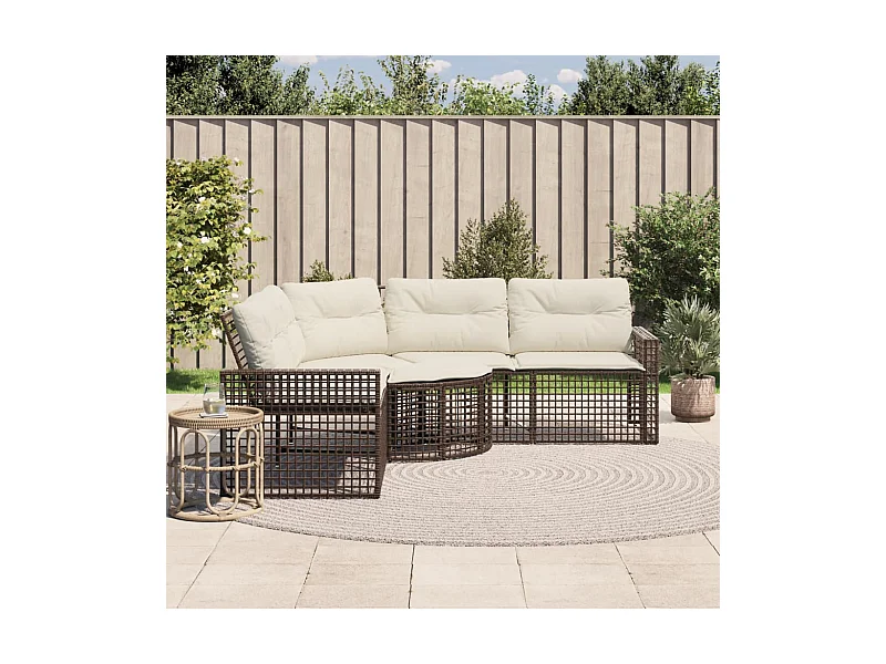 Canapé de jardin et coussins et repose-pied en forme de L rotin