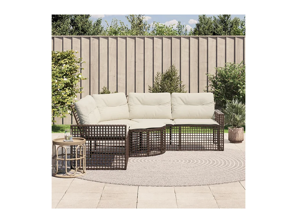 Canapé de jardin et coussins et repose-pied en forme de L rotin