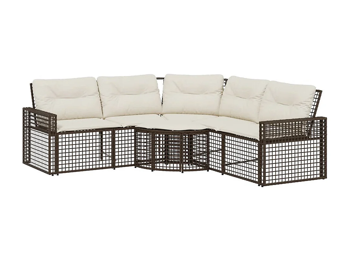 L-förmiges Gartensofa aus Rattan mit Kissen und Fußhocker