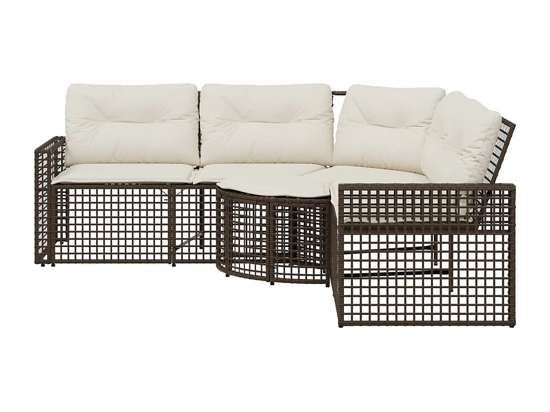 L-förmiges Gartensofa aus Rattan mit Kissen und Fußhocker