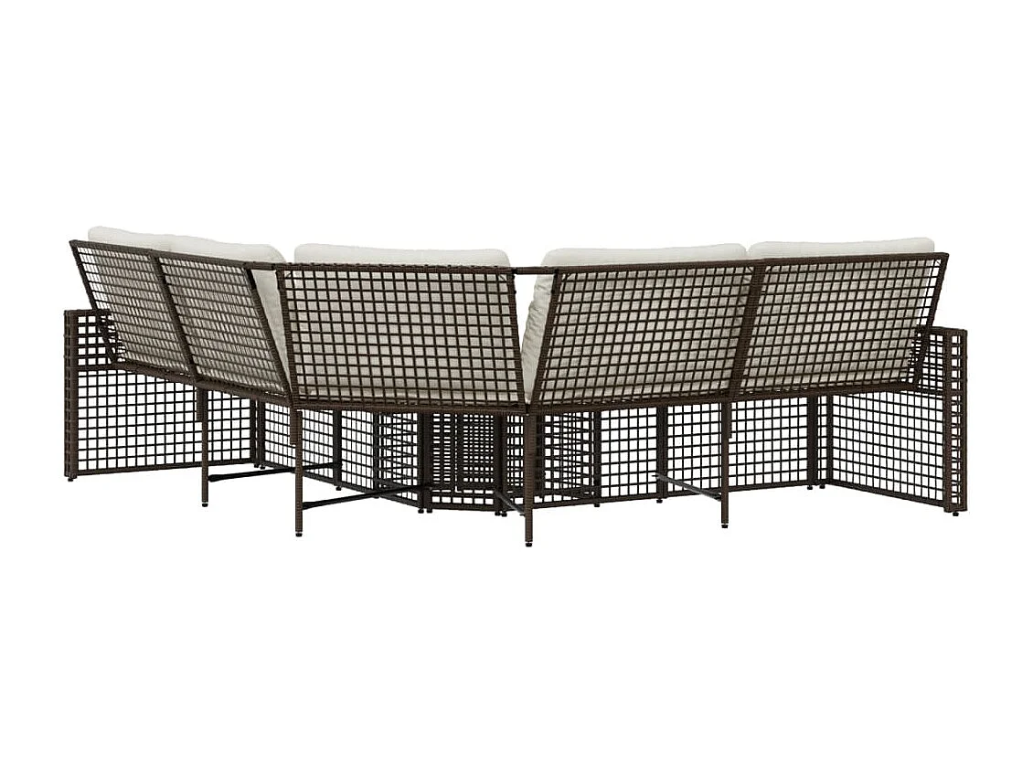 L-förmiges Gartensofa aus Rattan mit Kissen und Fußhocker