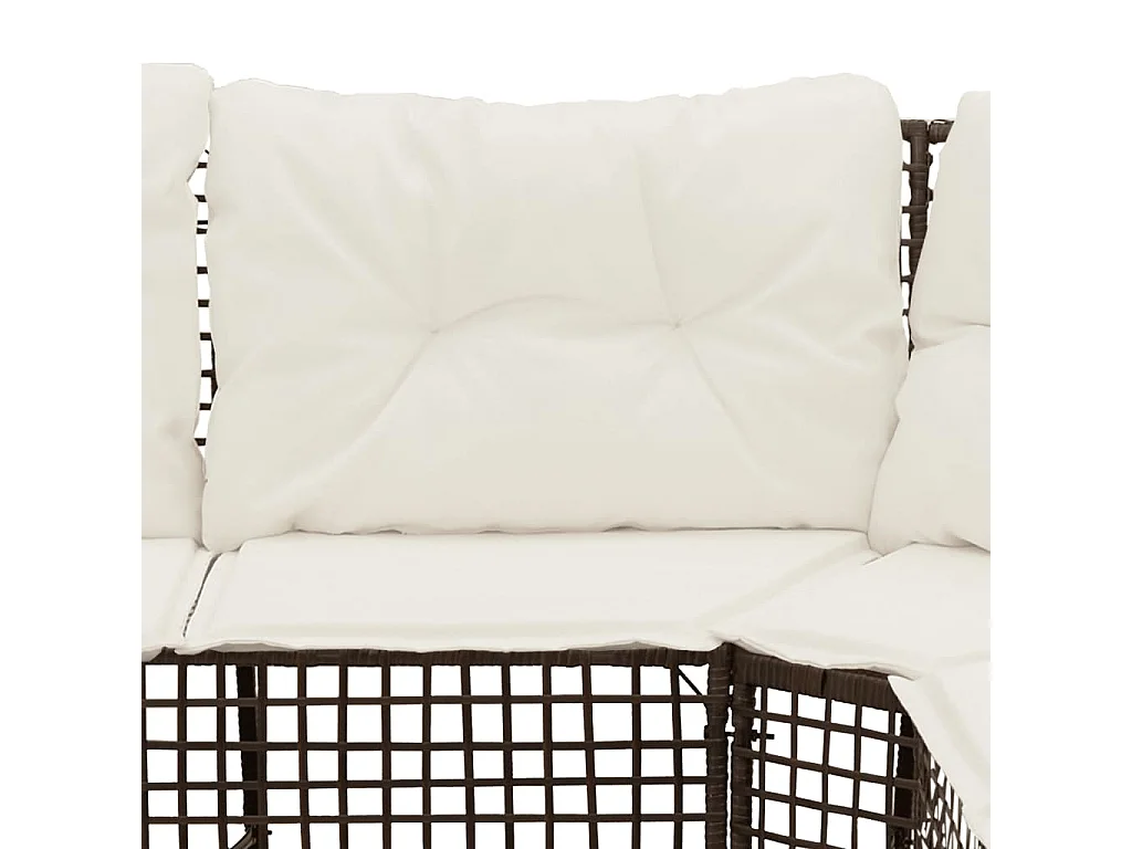 L-förmiges Gartensofa aus Rattan mit Kissen und Fußhocker