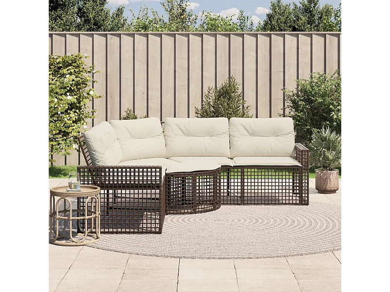 L-förmiges Gartensofa aus Rattan mit Kissen und Fußhocker