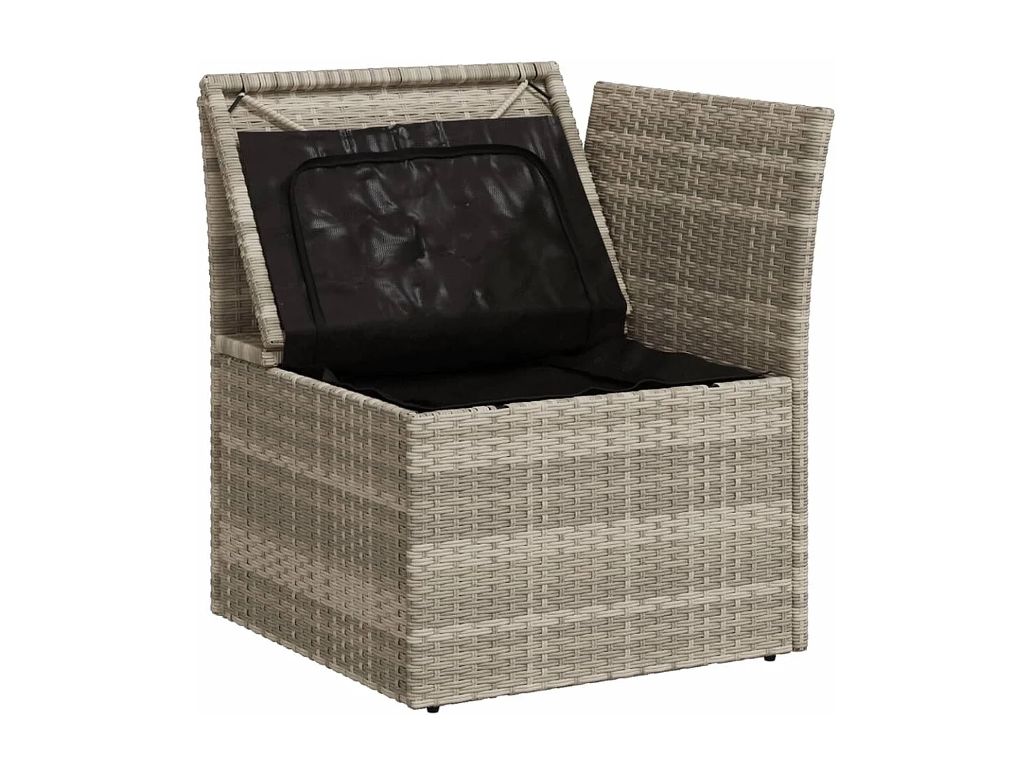 Canapé d'angle de jardin et coussins gris clair résine tressée