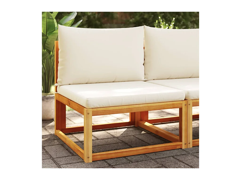 Canapé de jardin sans accoudoirs coussins bois massif d'acacia