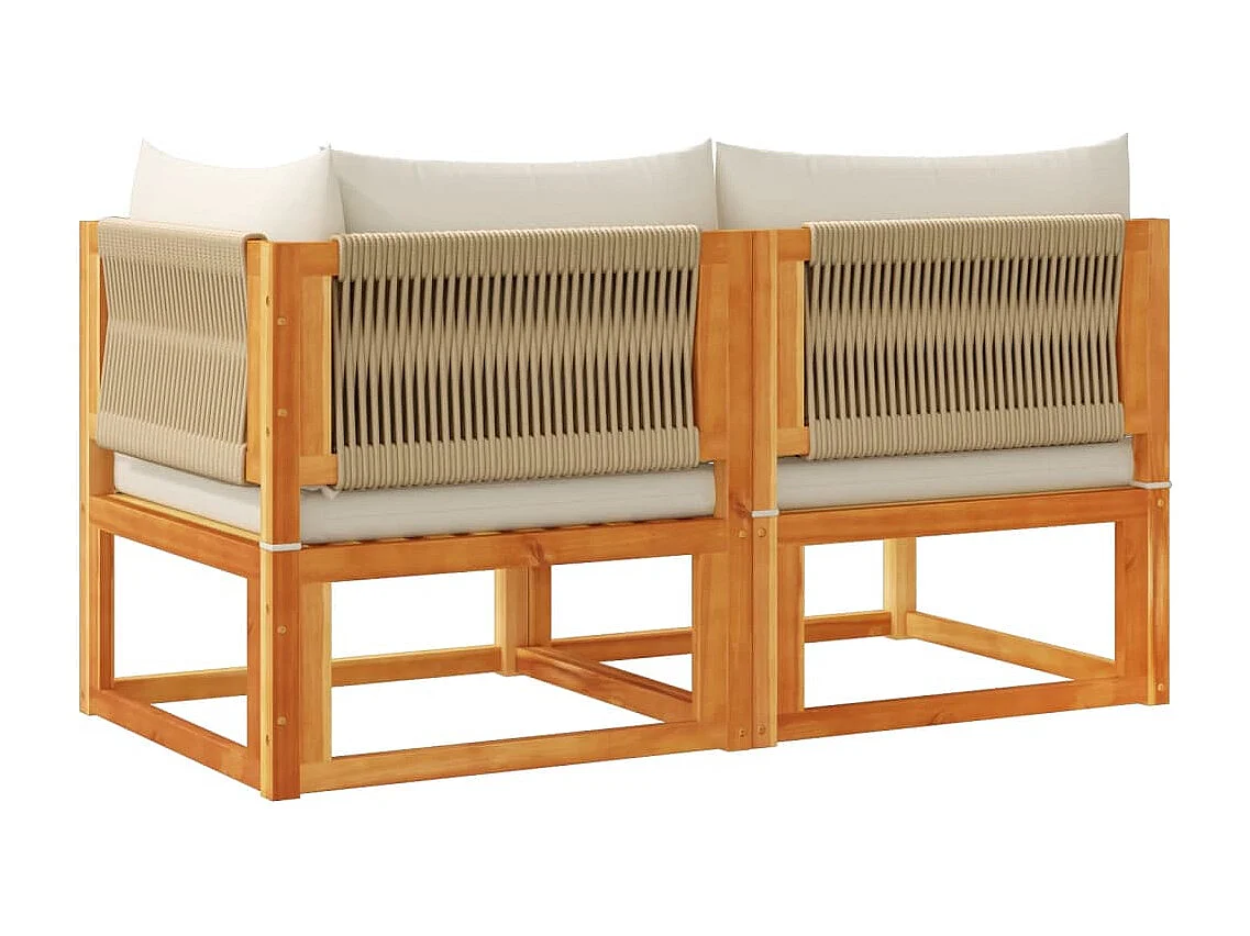 Tuinbank met kussens 2 plaatsen in massief acaciahout