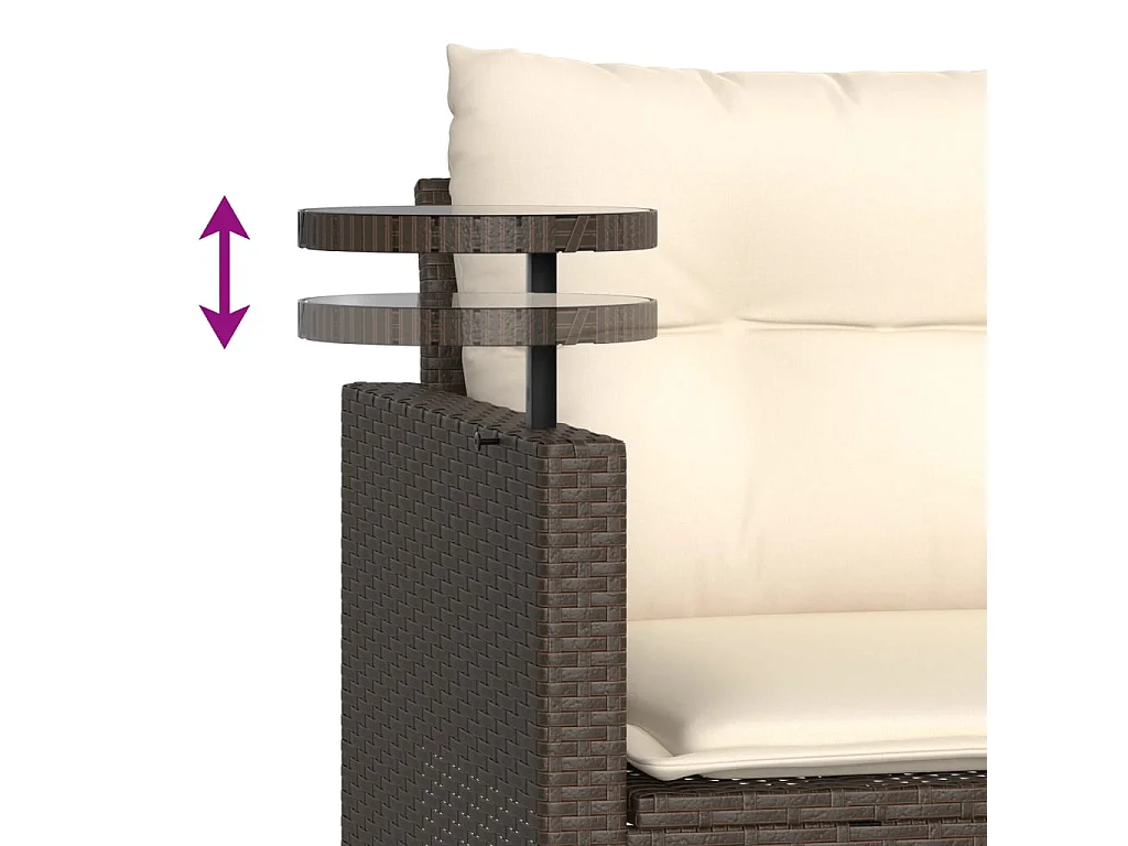 Salon de jardin avec coussins 3 pcs marron résine tressée