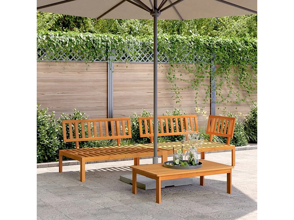 Salotto da giardino per pallet, 3 pezzi, in legno massello di acacia