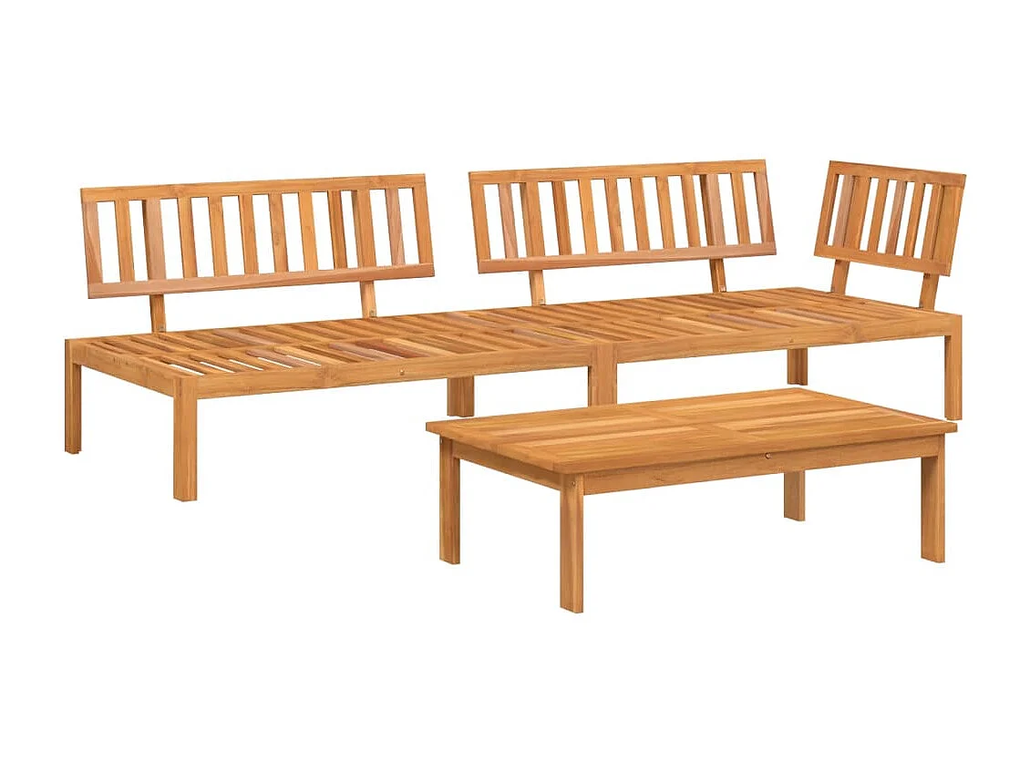 Salotto da giardino per pallet, 3 pezzi, in legno massello di acacia