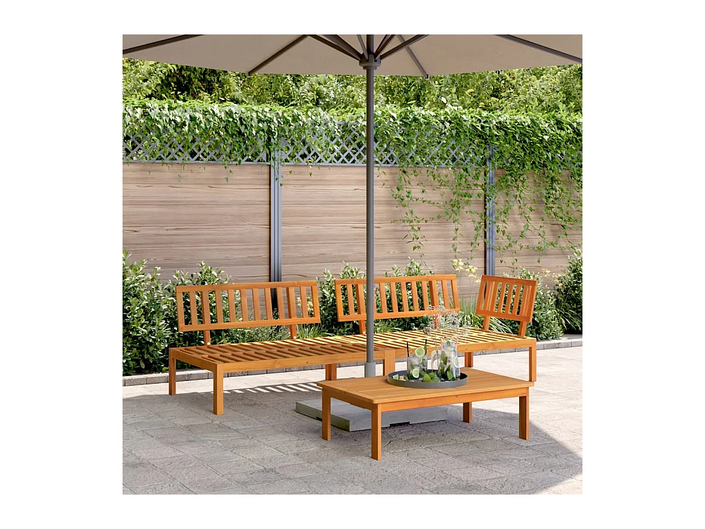 Salon palette de jardin 3 pcs bois d'acacia massif