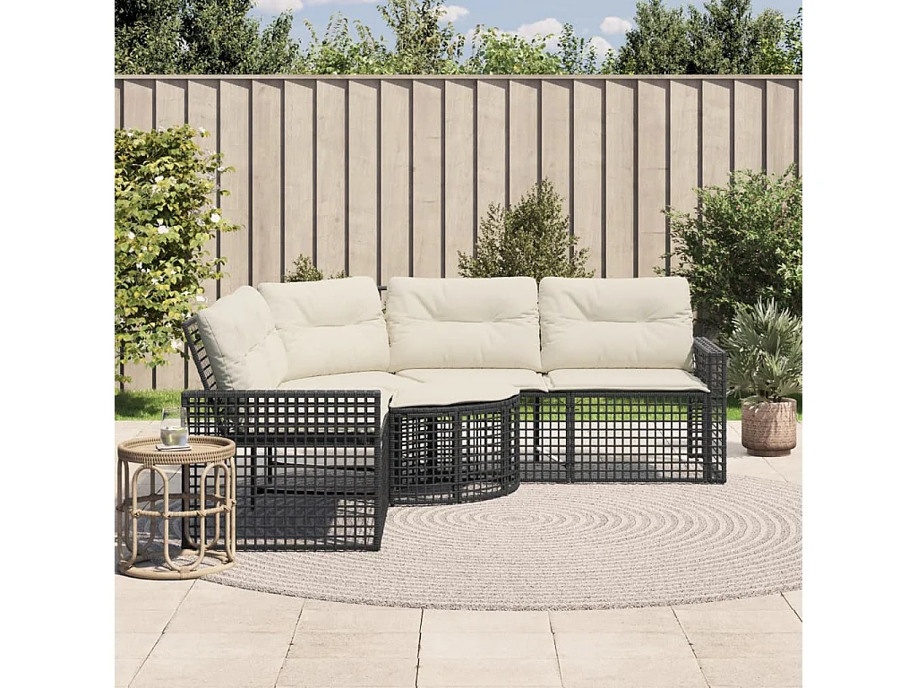 Canapé de jardin et coussins et repose-pied en forme de L rotin