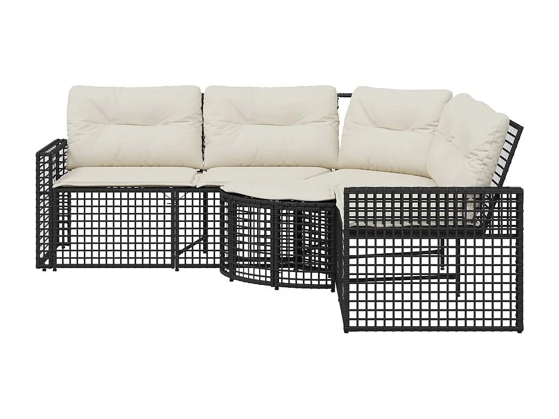 Canapé de jardin et coussins et repose-pied en forme de L rotin