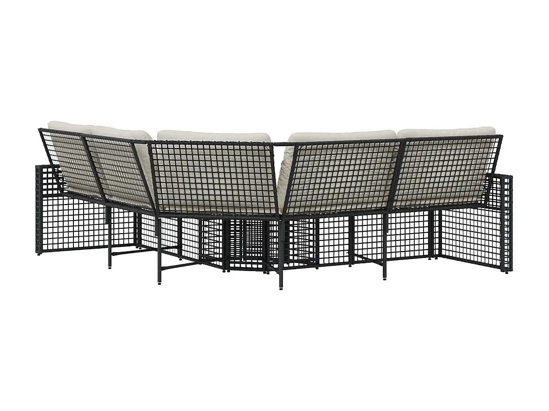 Canapé de jardin et coussins et repose-pied en forme de L rotin