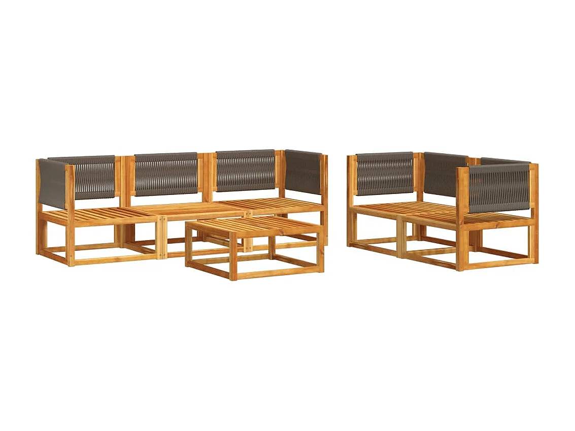 Muebles de jardín con cojines 6 piezas de madera maciza de acacia.
