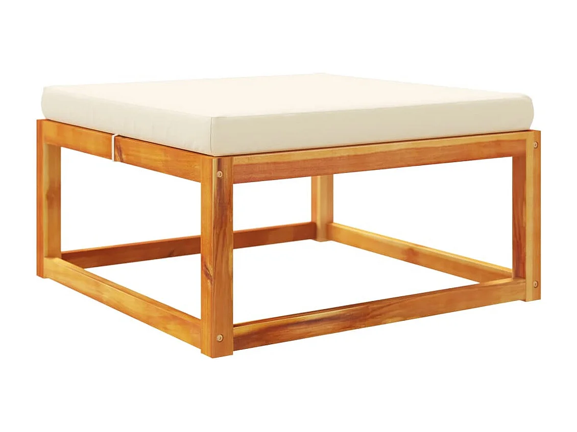 Repose-pied de jardin avec coussins bois massif d'acacia