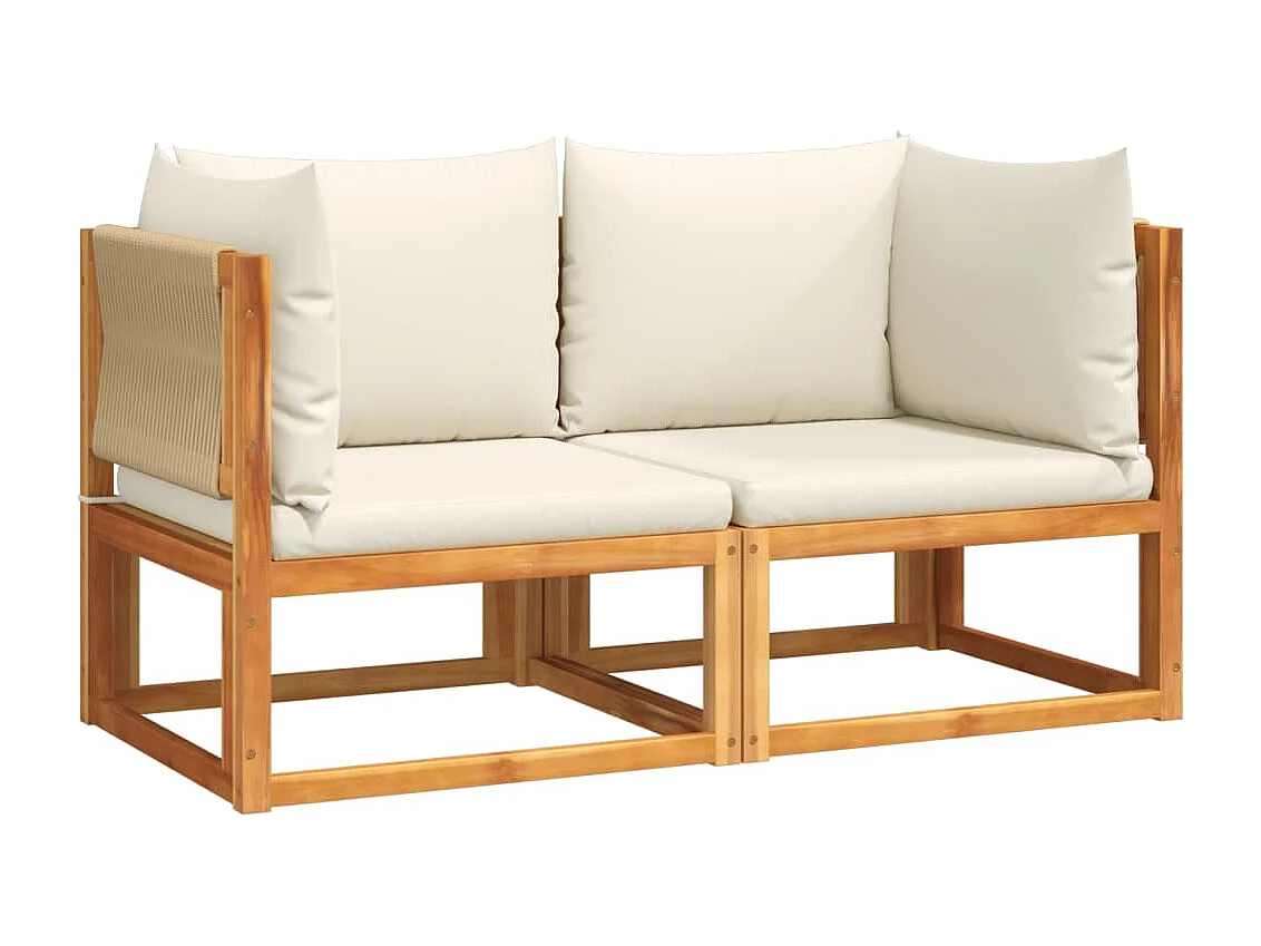 Canapés d'angle de jardin et coussins 2pcs bois massif d'acacia