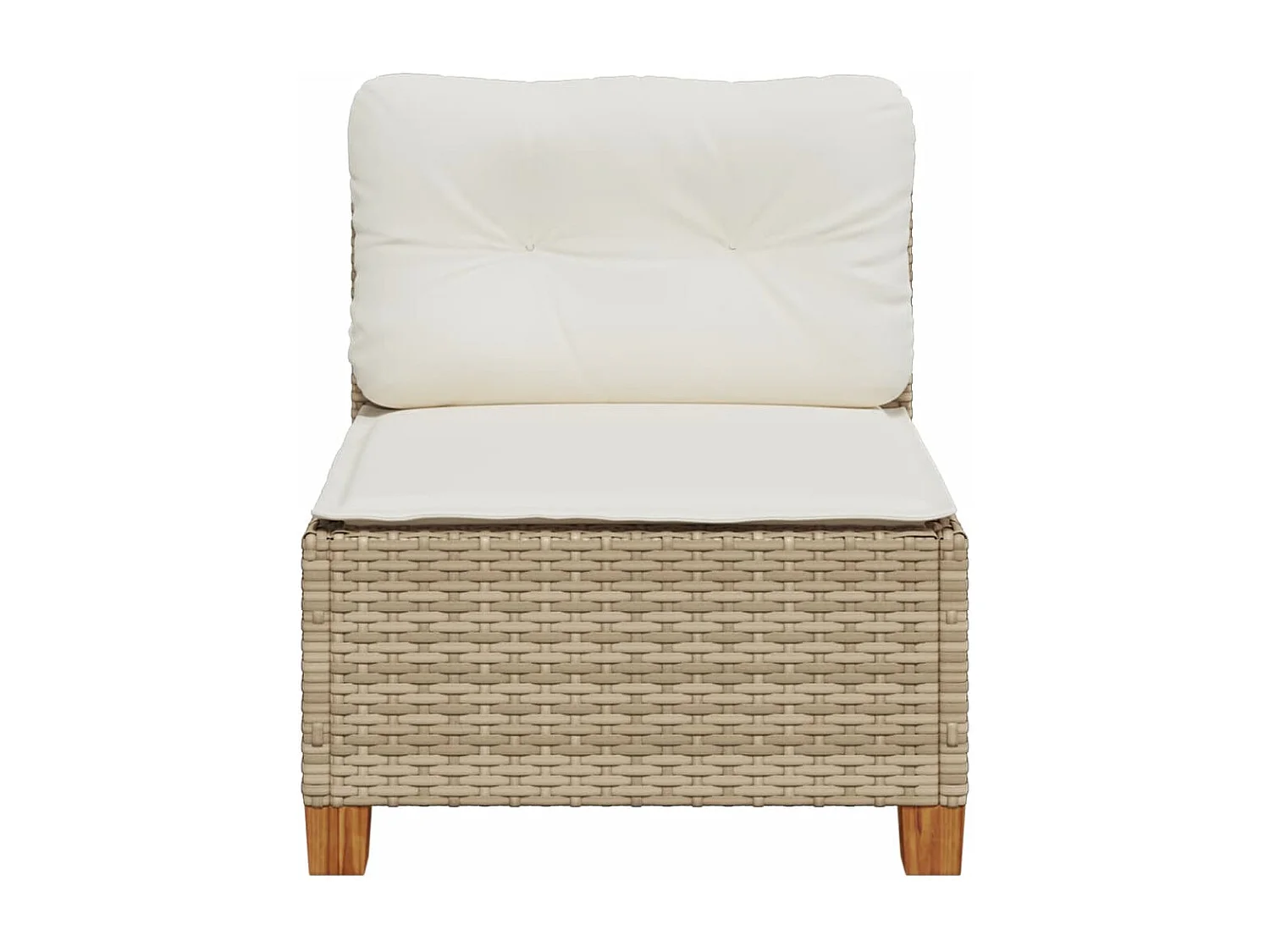 Canapé de jardin sans accoudoirs coussins beige résine tressée