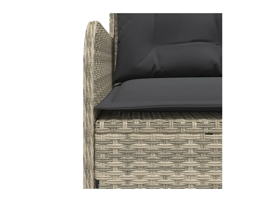 Canapé de jardin avec coussins forme de L gris clair poly rotin