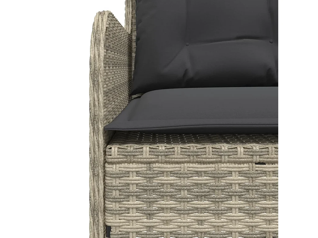 Canapé de jardin avec coussins forme de L gris clair poly rotin