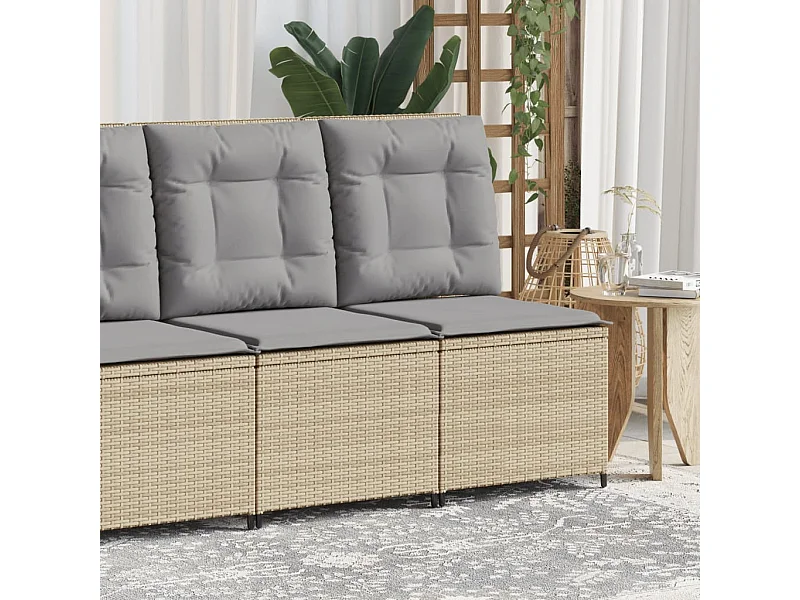 Canapé inclinable de jardin avec coussins beige résine tressée