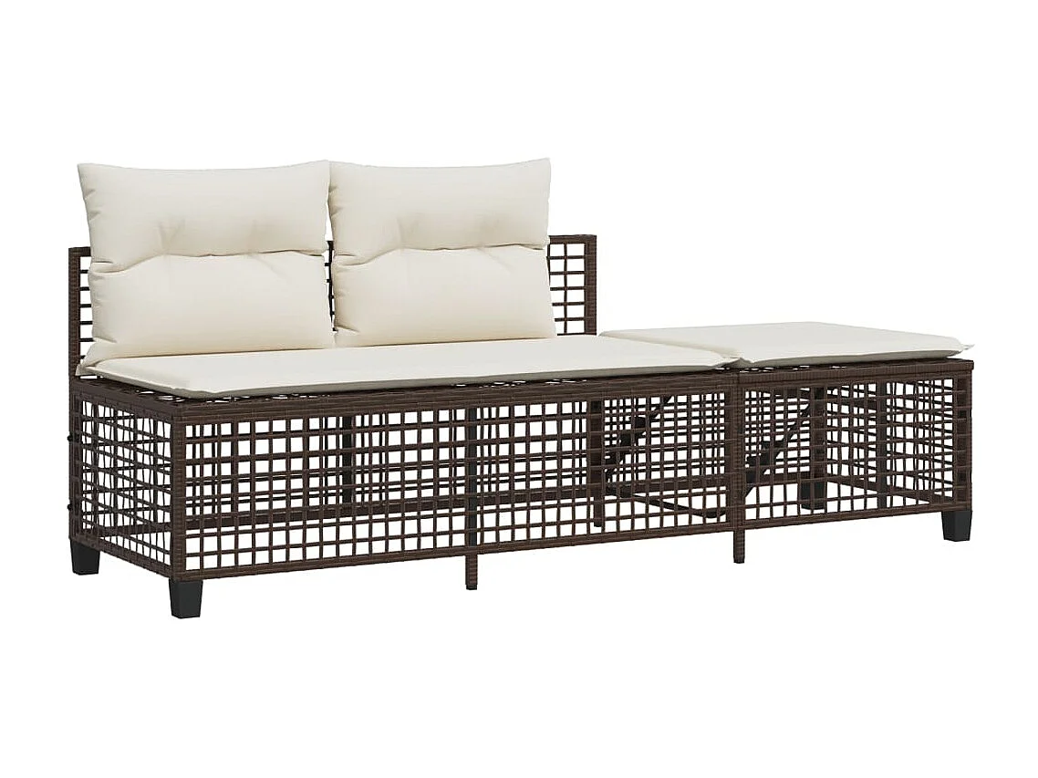 Mobili da giardino angolari e cuscini 3 pezzi in resina intrecciata marrone