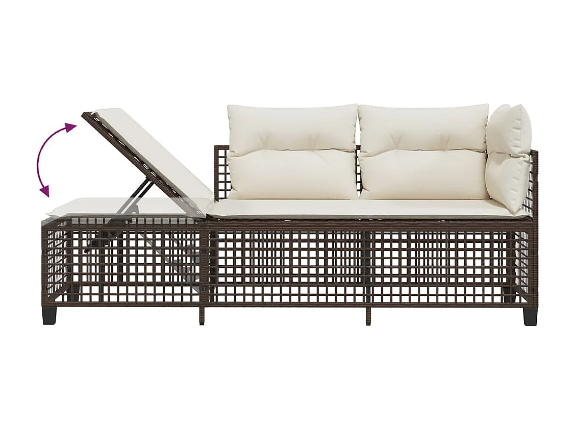 Mobili da giardino angolari e cuscini 3 pezzi in resina intrecciata marrone