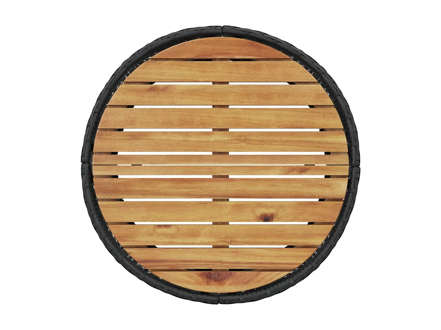 Canapé de jardin table coussins demi-rond noir résine tressée