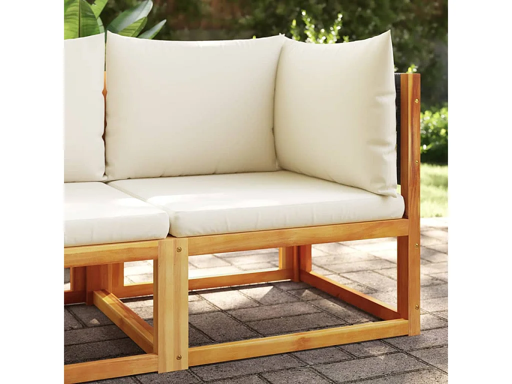 Garten-Ecksofa mit Kissen aus massivem Akazienholz