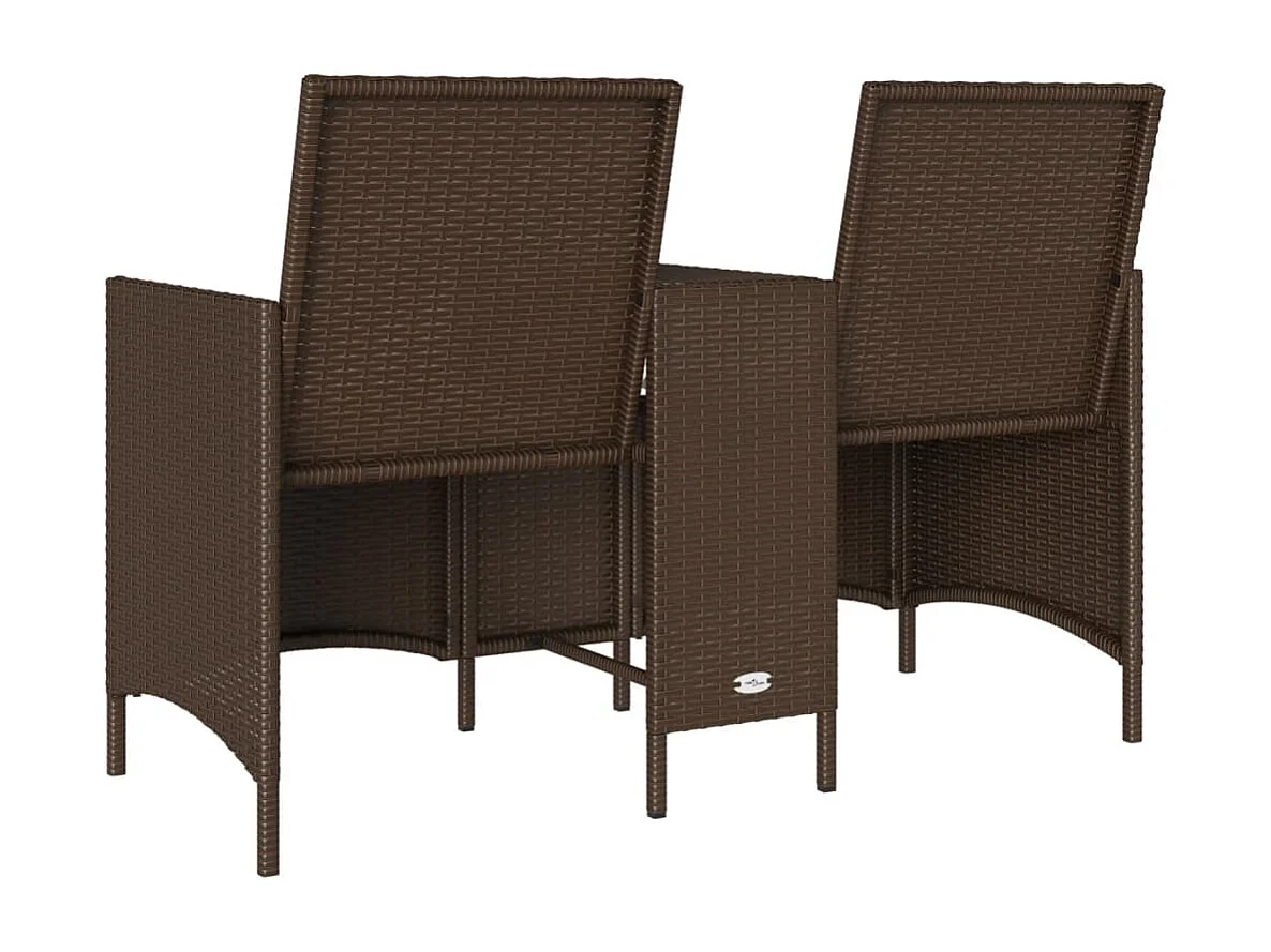 Canapé de jardin 2 places avec table et coussins résine tressée