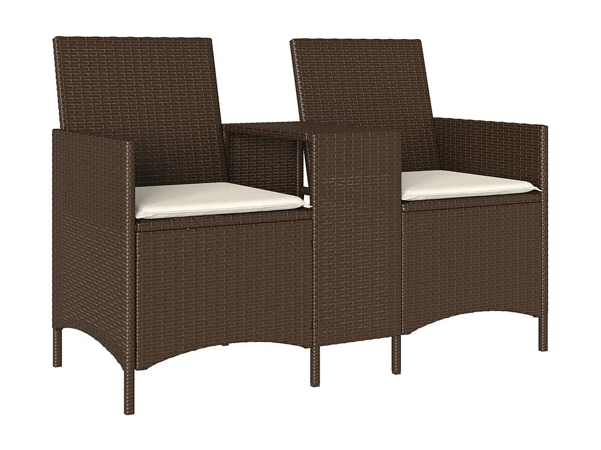 2-Sitzer-Gartensofa mit Tisch und geflochtenen Harzkissen