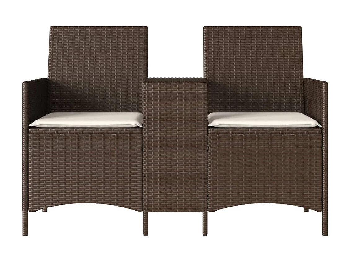 2-Sitzer-Gartensofa mit Tisch und geflochtenen Harzkissen