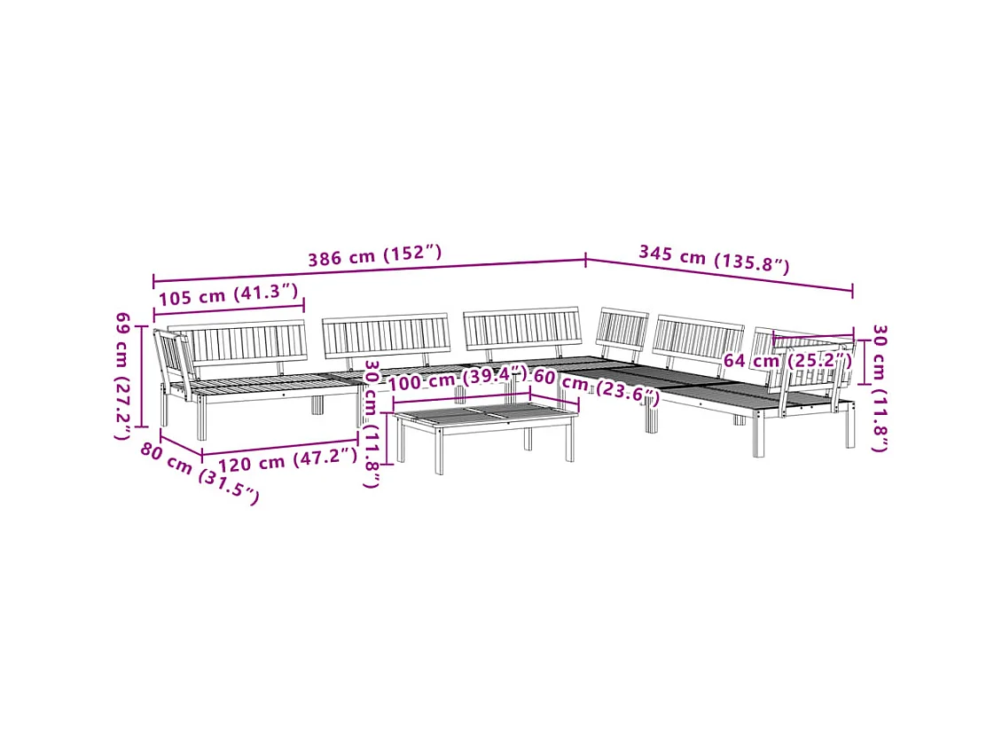 Garten-Palettenlounge 6-tlg. aus massivem Akazienholz