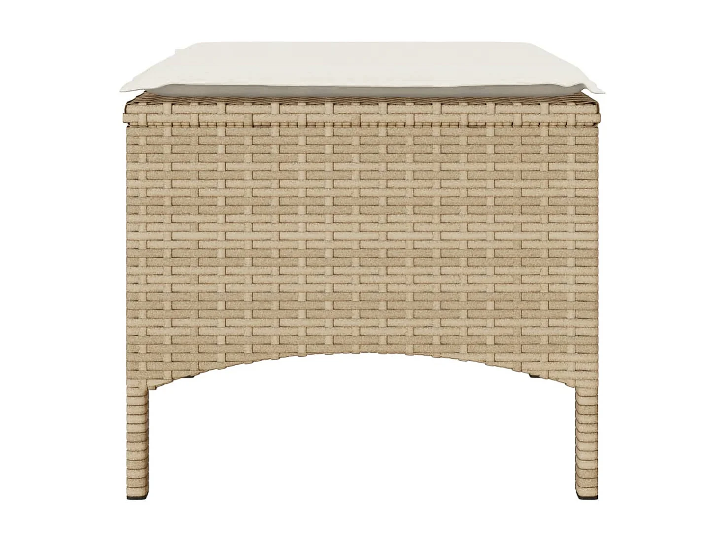 Sofá de jardín de 2 plazas con mesa y taburetes de ratán beige